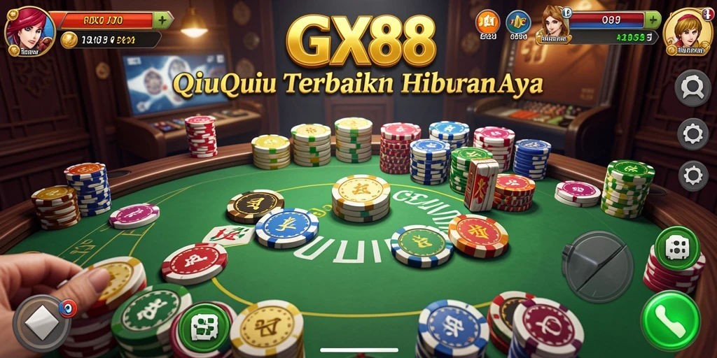 Screenshot GX88 menampilkan momen seru permainan QiuQiu.