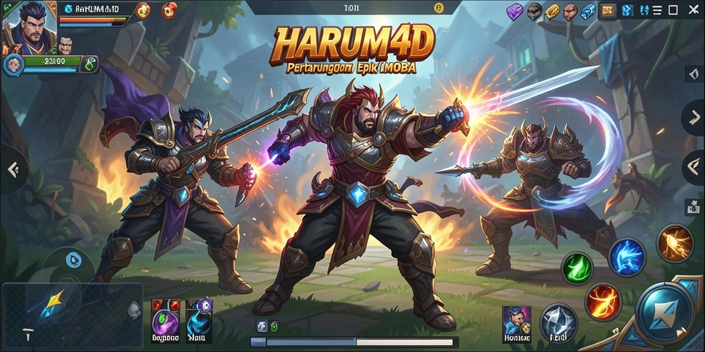 Tampilan gameplay seru dan menegangkan dari HARUM4D di arena MOBA.