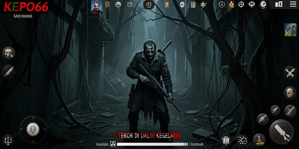 Screenshot menunjukkan momen menegangkan di dalam dunia horror.