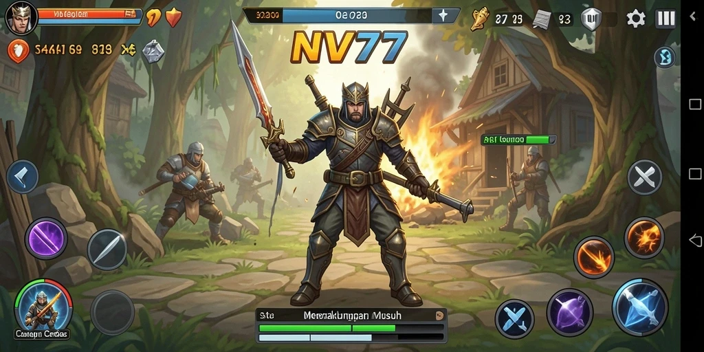 Tampilan gameplay <strong>NV77</strong> dengan pertempuran strategis yang mendebarkan.
