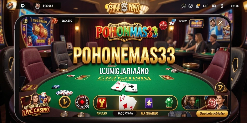 Screenshot utama POHONEMAS33 menampilkan dealer langsung dan suasana kasino.