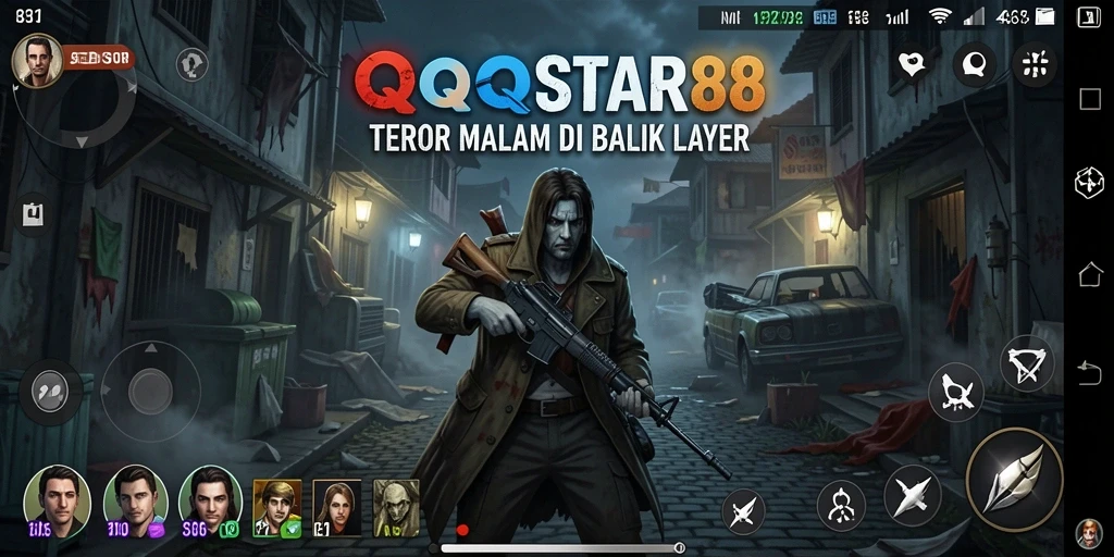 Screenshot gameplay menampilkan aksi mendebarkan dalam suasana horor.