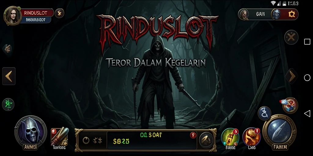 Tampilan gameplay RINDUSLOT dengan suasana mengerikan yang penuh ketegangan.