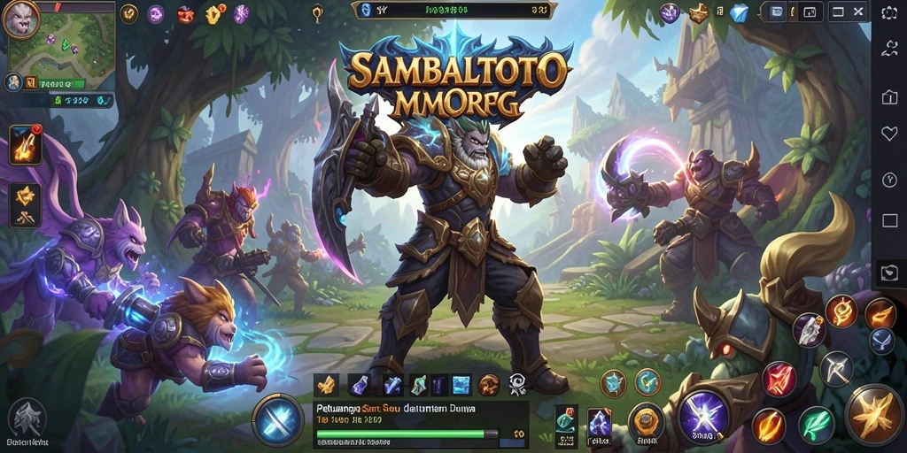 Screenshot gameplay SAMBALTOTO yang menunjukkan pertarungan seru di dunia MMORPG.