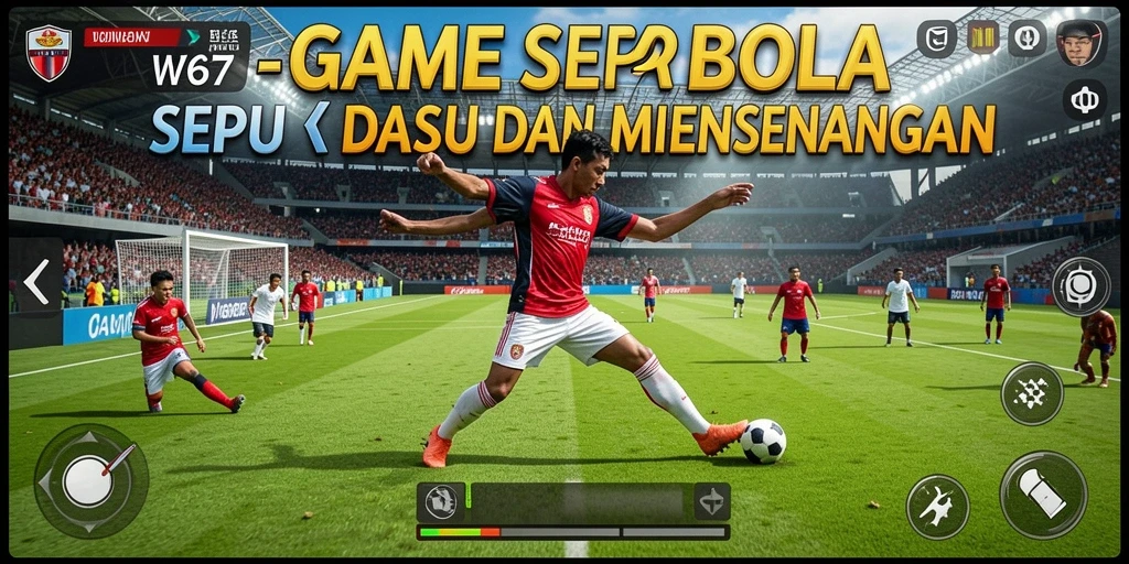 Gameplay W67 yang mendebarkan di lapangan sepak bola.